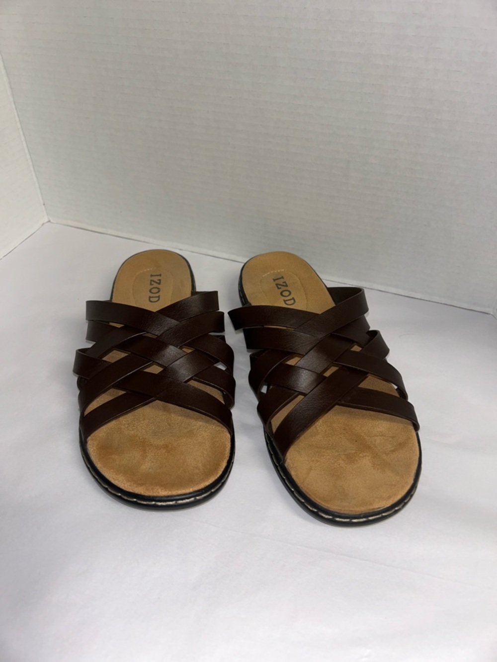 Izod Women's Brown Multi-Strap Slide Sandals